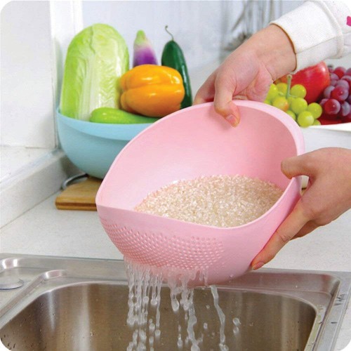 0108 Kitchen Plastic big Rice Bowl Strainer Perfect Size for Storing and Straining