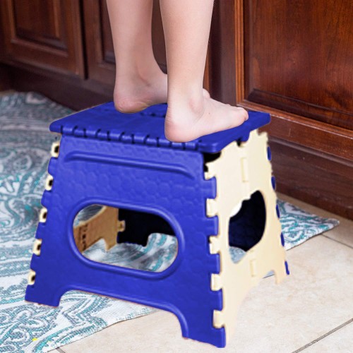 2009_12 Inch Plastic Folding Step Stool for Kids and Adults with Handle (Multicolor)